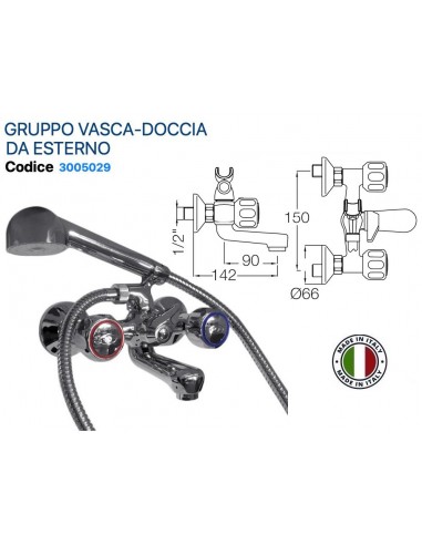 GRUPPO VASCA DOCCIA TRADIZIONALE IN OTTONE...