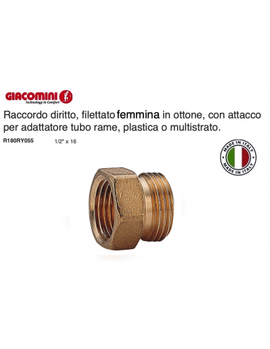 RACCORDO FEMMINA DIRITTO FEMMINA R180RY BASE 16