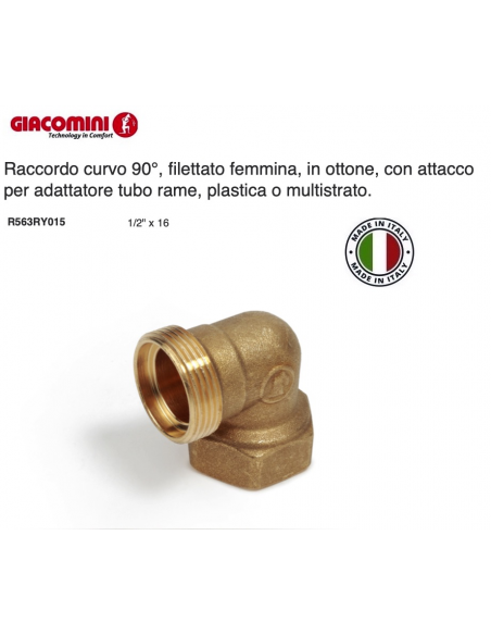 RACCORDO CURVO FEMMINA 1/2 R563R  BASE 16