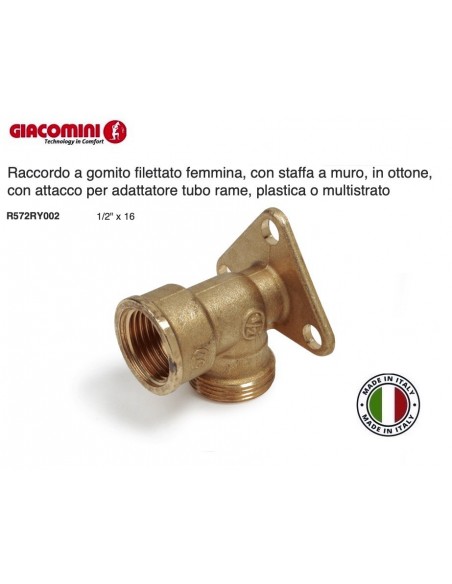 RACCORDO CURVO FEMMINA 1/2 CON STAFFA  R572R BASE