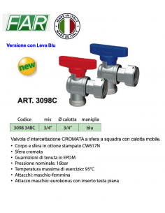 VALVOLA FAR SQUADRA 3/4 3098 34BC MANIGLIA BLU