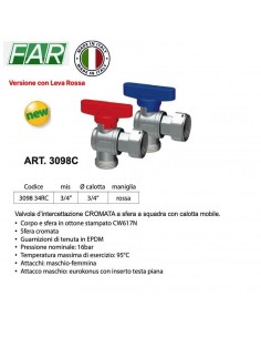 VALVOLA FAR SQUADRA 3/4 3098 34RC MANIGLIA ROSSA