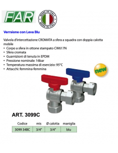 VALVOLA FAR SQUADRA 3/4 3099 34BC MANIGLIA BLU