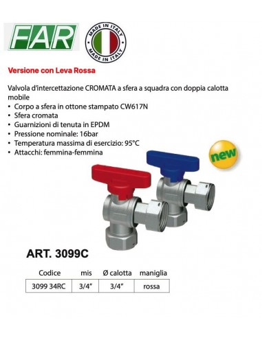 VALVOLA FAR SQUADRA 3/4 3099 34RC MANIGLIA ROSSA