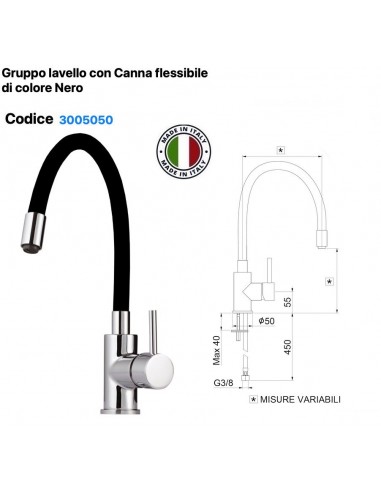 MISCELATORE LAVELLO CON CANNA FLESSIBILE DI...