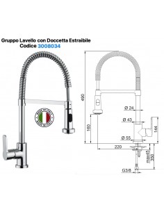 MISCELATORE LAVELLO DA PIANO MAIO CON DOCCETTA ESTRAIBILE...