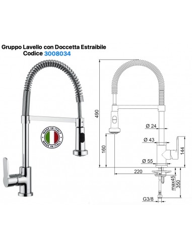 MISCELATORE LAVELLO DA PIANO MAIO CON DOCCETTA...
