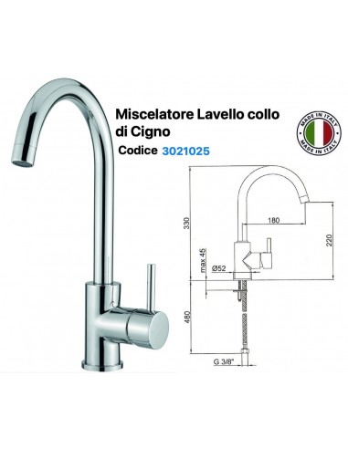 MISCELATORE LAVELLO CILINDRICA COLLO A CIGNO...