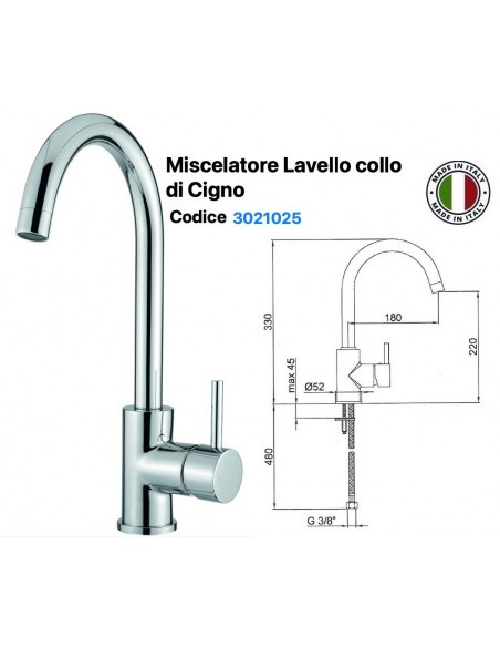 MISCELATORE LAVELLO CILINDRICA COLLO A CIGNO GIREVOLE