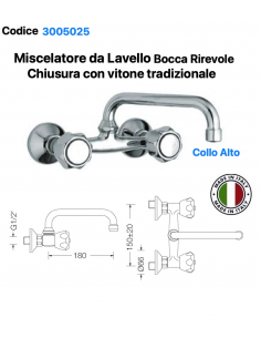 MISCELATORE LAVELLO TRADIZIONALE BOCCA GIREVOLE ALTA DA...