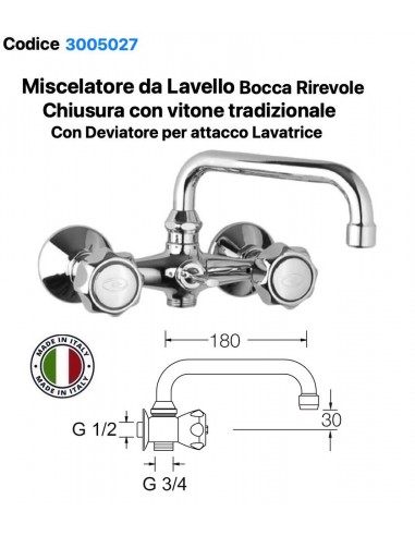 MISCELATORE LAVELLO TRADIZIONALE CON DEVIATORE...