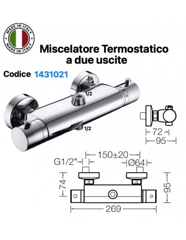 MISCELATORE TERMOSTATICO DA ESTERNO CON DUE...