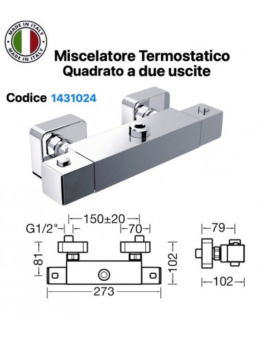 MISCELATORE TERMOSTATICO DA ESTERNO QUADRATO...