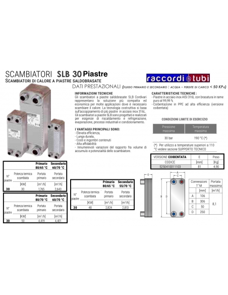 CORDIVARI GELÖTETER ISOLIERTER WÄRMETAUSCHER 34 PLATTEN ART.5250410011006