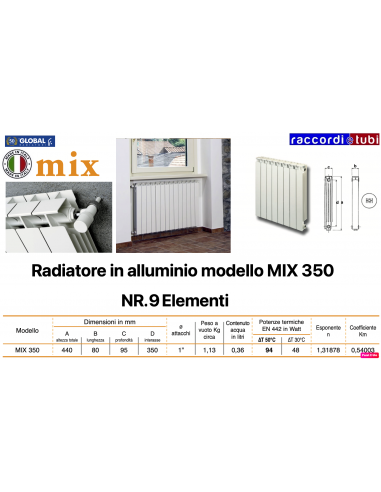 RADIATORE IN ALLUMINIO GLOBAL MIX 350 BATTERIA...