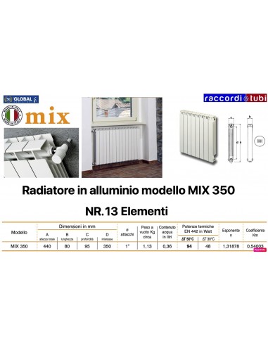 ALUMINIUMHEIZKÖRPER GLOBAL MIX 350 BATTERIE 13...