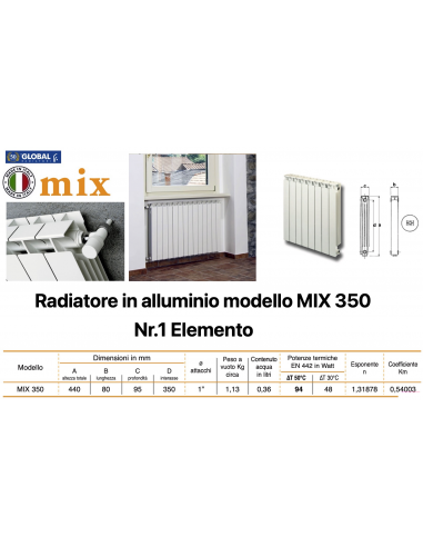 ALUMINIUMHEIZKÖRPER GLOBAL MIX 350 EINZELNES...