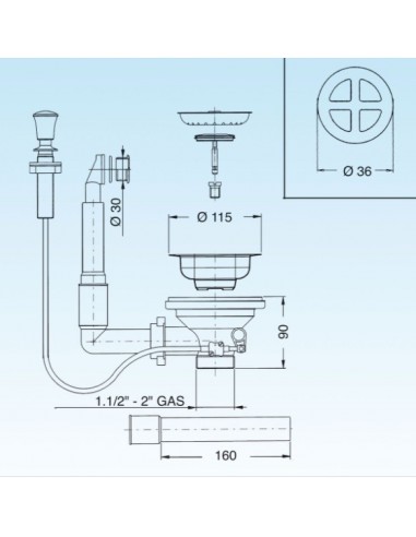 PILETTA LIRA BASKET 3"1/2X1.1/2 MIT SCHWENKSTOPFEN