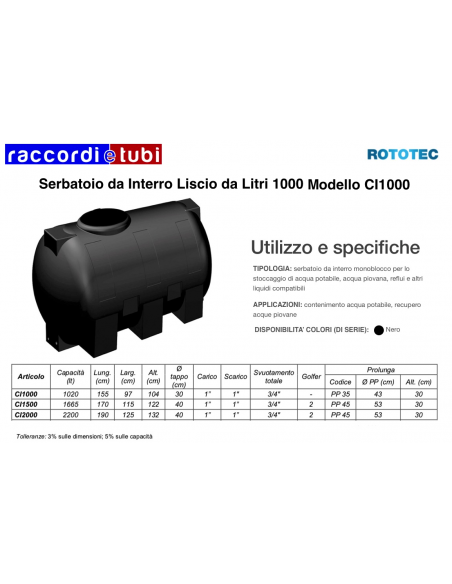 SERBATOIO DA INTERRO LT.1000 ROTOTEC