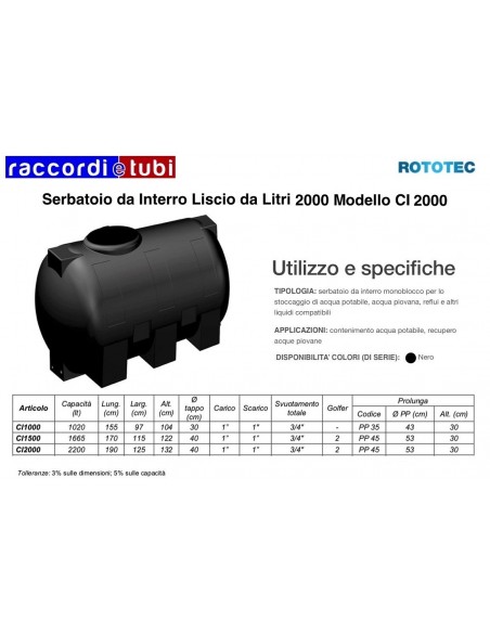 SERBATOIO DA INTERRO LT.2000 ROTOTEC