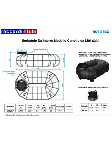 SERBATOIO DA INT.LT.5300 CANOTTO ROTOTEC