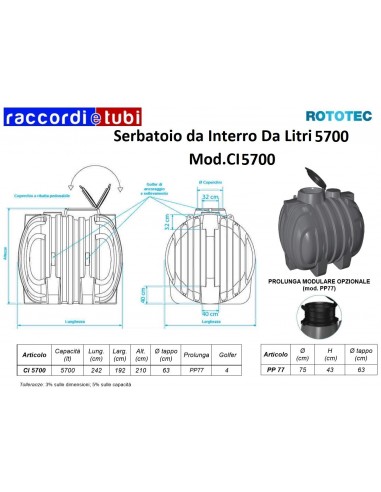 SERBATOIO DA INTERRO LT.5700 ROTOTEC