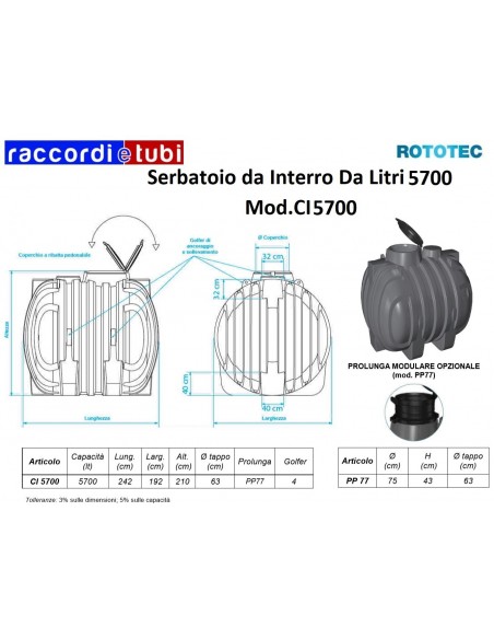 SERBATOIO DA INTERRO LT.5700 ROTOTEC
