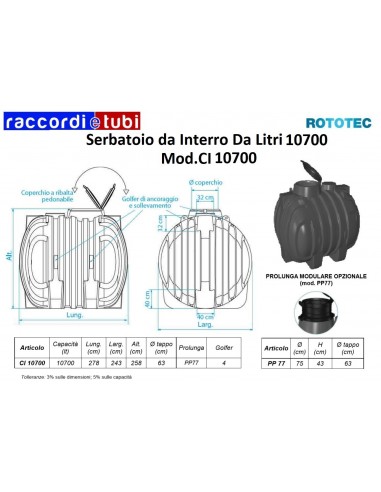 SERBATOIO DA INTERRO LT.10700 ROTOTEC