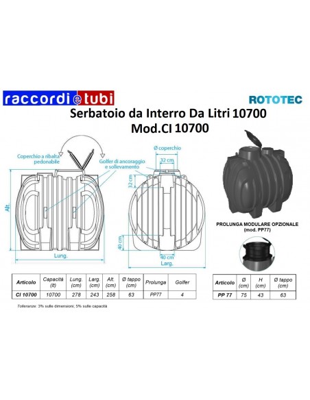 SERBATOIO DA INTERRO LT.10700 ROTOTEC
