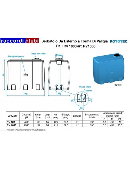 SERBATOIO VALIGIA 1000 RV1000 ROTOTEC