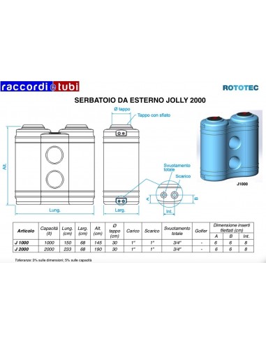 SERBATOIO JOLLY 2000 J2000 ROTOTEC
