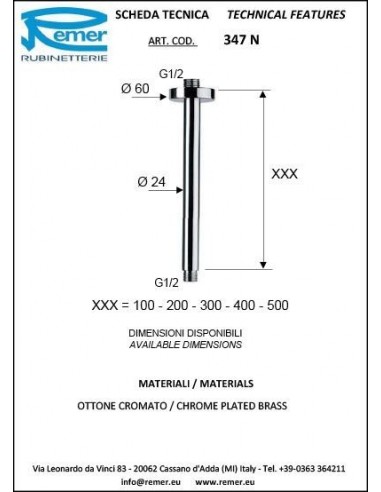 BRACCIO DOCCIA REMER 1/2 347N CM.30