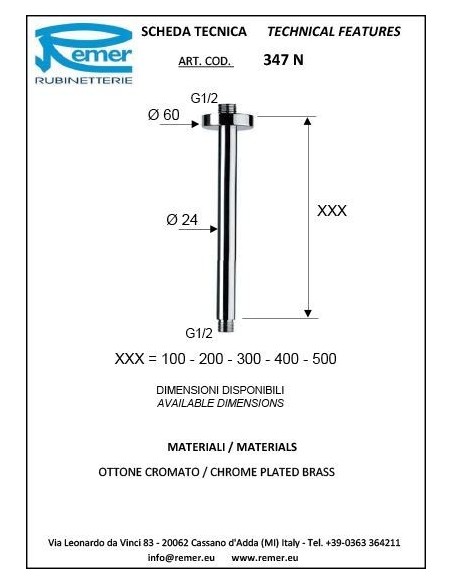 BRACCIO DOCCIA REMER 1/2 347N CM.30