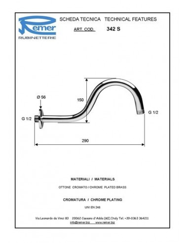 BRACCIO DOCCIA REMER 1/2 ART.342 S