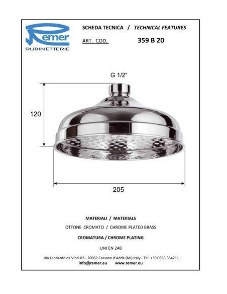 SOFFIONE REMER A PIOGGIA DIA.200