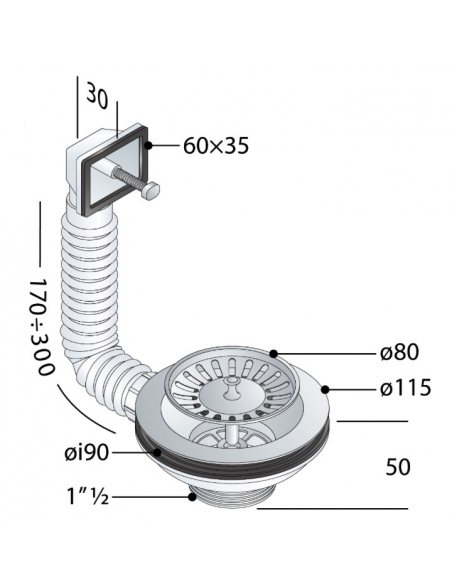 PILETTA TEA DA LAVELLO BASKET 3"1/2X1.1/2 CON TROPPO PIENO ART.133.605.6
