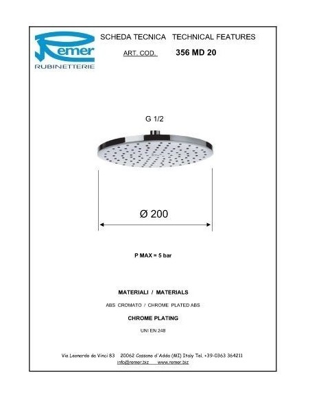 SOFFIONE REMER ABS DIAM.200