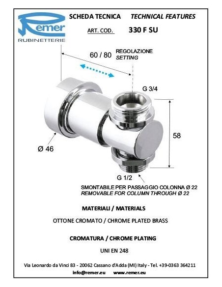 SUPPORTO PER COLONNE DA 3/4 330FSU