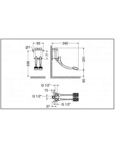 RUBINETTO A DOPPIO PEDALE PARETE IDRAL 02068