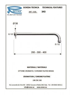 LEICHTER DUSCHARM AUS VERCHROMTEM MESSING CM.25