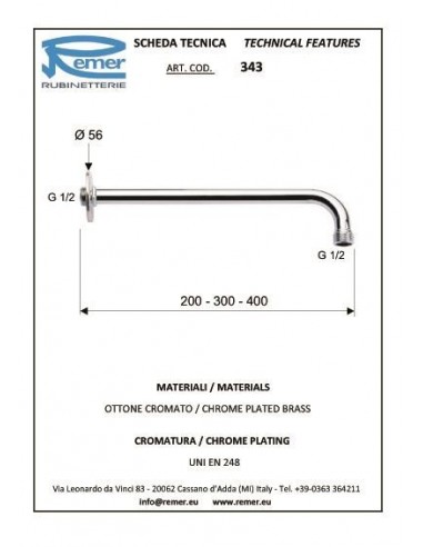 LEICHTER DUSCHARM AUS VERCHROMTEM MESSING CM.25