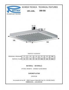 SOFFIONE REMER QUADRATO 20X20 OTTONE PESANTE 2