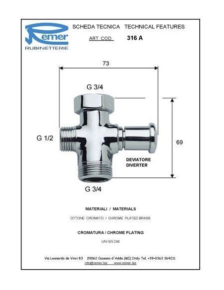 DEVIATORE CROMATO PER CANN.LAVELLO