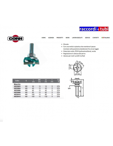 DADO SCIVOLANTE CORH CON PERNO 10x40