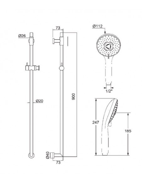 SALISCENDI LINDA ASTA TONDA REGOLABILE IN ALTEZZA