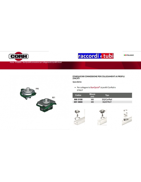 STARQUICK CONNESSIONE M8 PER PROFILI ZINCATI