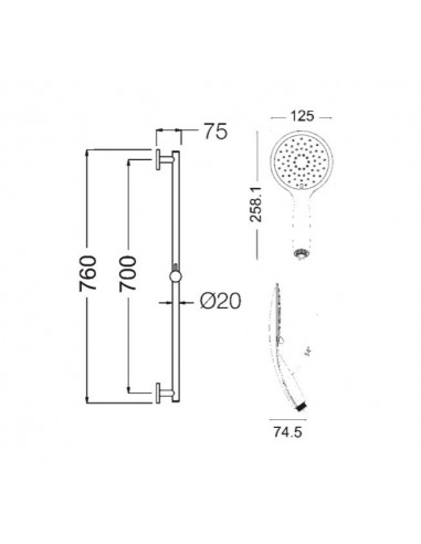 SALISCENDI CINDY ASTA TONDA DOCCIA DUE GETTI