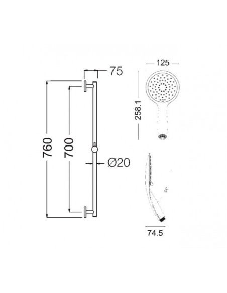 SALISCENDI CINDY ASTA TONDA DOCCIA DUE GETTI