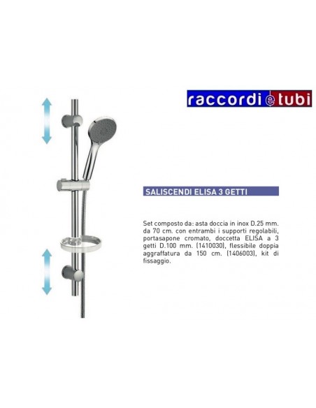 SALISCENDI ELISA HÖHENVERSTELLBARE DUSCHSTANGE MIT 3 STRAHLARTEN DUSCHKOPF