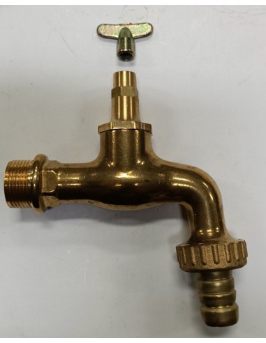 SCHLAUCHHAHN MIT SCHLÜSSEL MESSING GLÄNZEND 1/2''